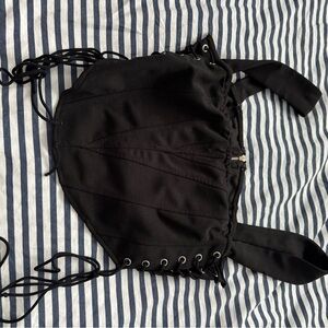 SHEIN Black Lace-Up Crop Top